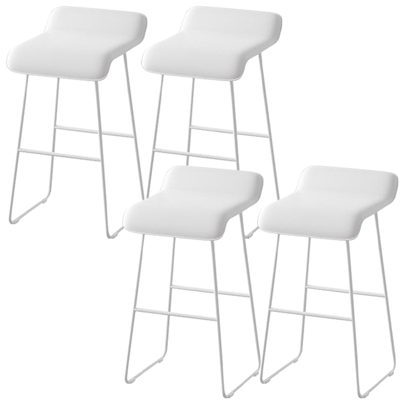 Faux Leather Armless Dining Stools Contemporary Bar Stools with Metal Base