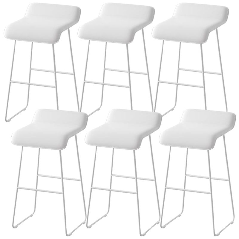 Faux Leather Armless Dining Stools Contemporary Bar Stools with Metal Base