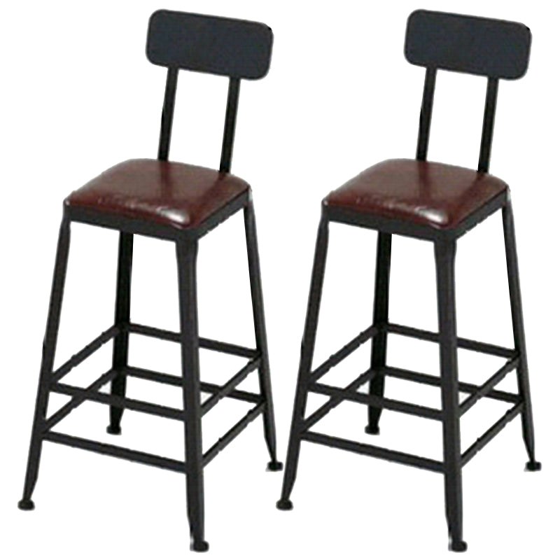 Armless Dining Stools Contemporary Bar Stools with Black Metal Base