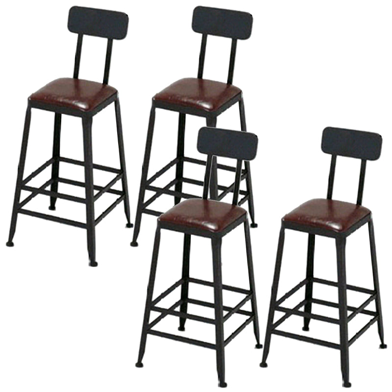 Armless Dining Stools Contemporary Bar Stools with Black Metal Base
