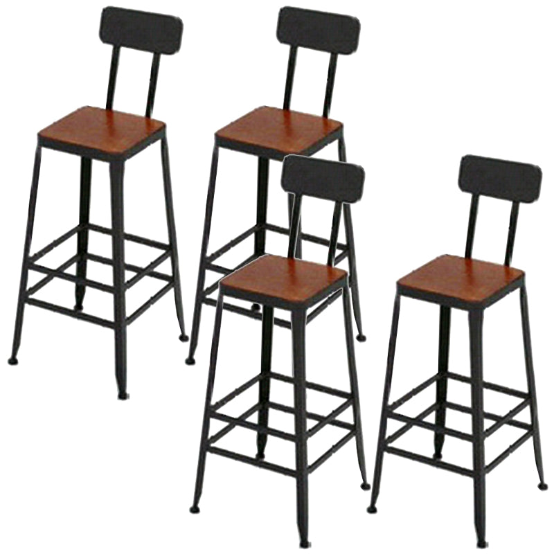 Armless Dining Stools Contemporary Bar Stools with Black Metal Base