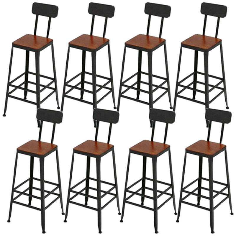 Armless Dining Stools Contemporary Bar Stools with Black Metal Base