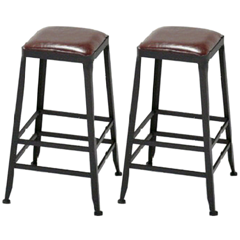 Armless Dining Stools Contemporary Bar Stools with Black Metal Base