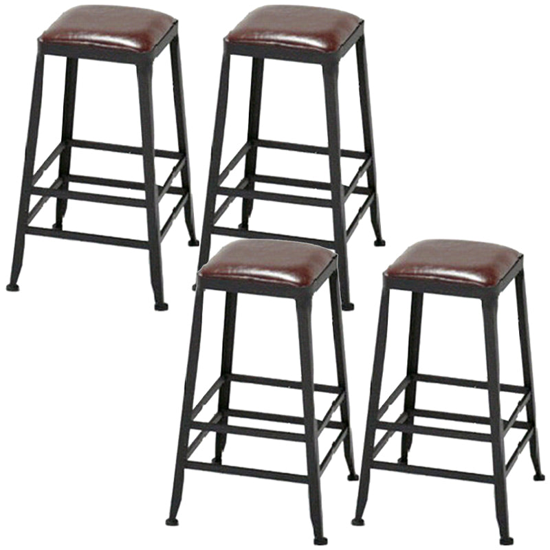 Armless Dining Stools Contemporary Bar Stools with Black Metal Base