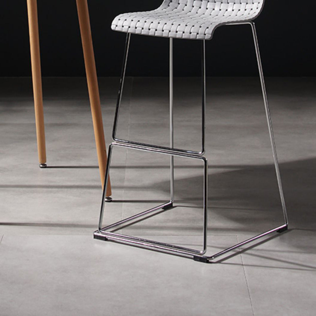 Faux Leathe Dining Stools Contemporary Bar Stools with Black Metal Base