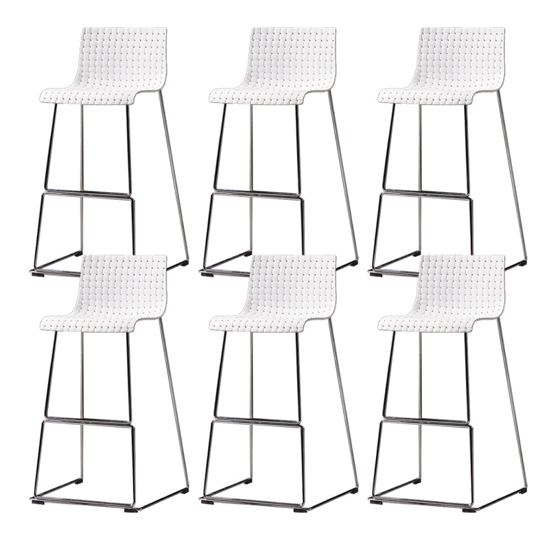 Faux Leathe Dining Stools Contemporary Bar Stools with Black Metal Base
