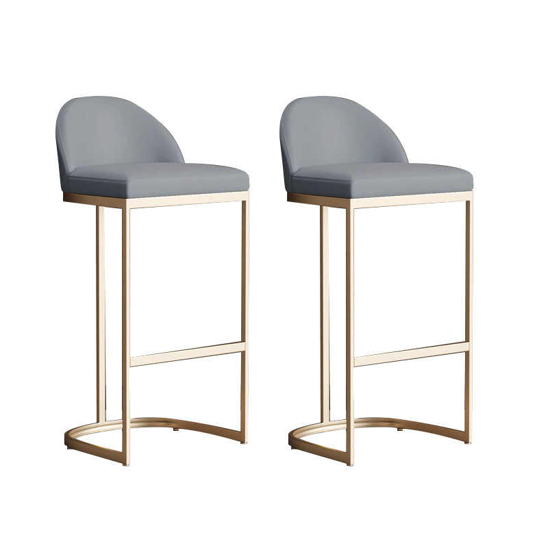 Glam Bucket Dining Stools Low Back Bar Stools with Gold Metal Base