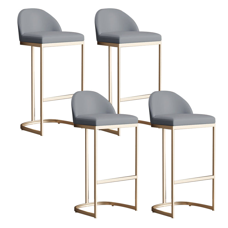 Glam Bucket Dining Stools Low Back Bar Stools with Gold Metal Base