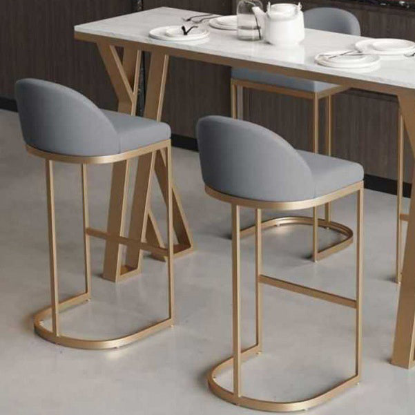 Glam Bucket Dining Stools Low Back Bar Stools with Gold Metal Base