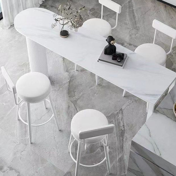 Metal Low Back Dining Stools Glam Armless Bar Stools with Cushion