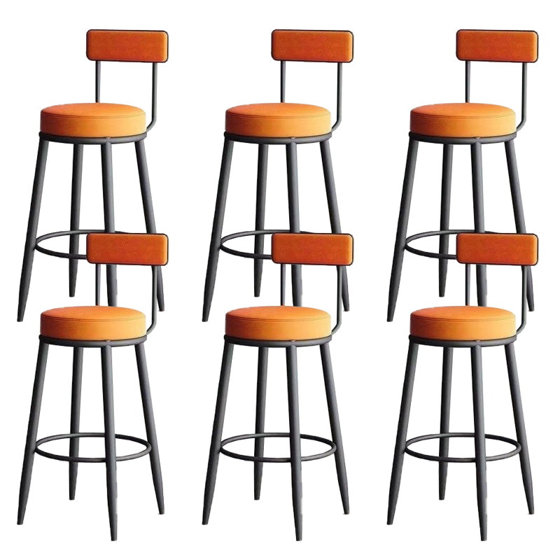 Metal Low Back Dining Stools Glam Armless Bar Stools with Cushion