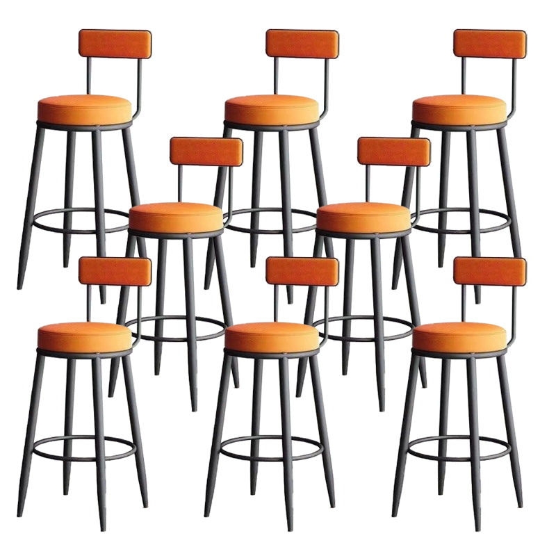 Metal Low Back Dining Stools Glam Armless Bar Stools with Cushion