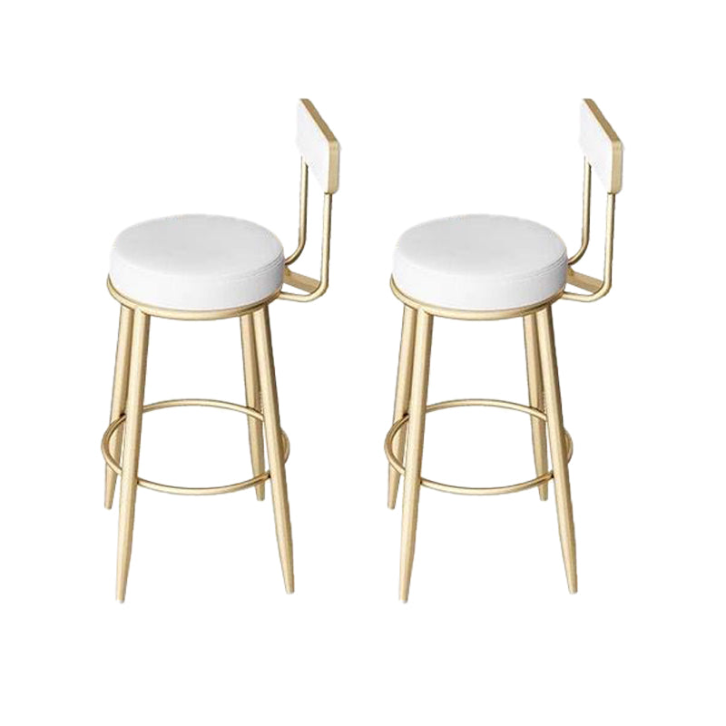 Metal Low Back Dining Stools Glam Armless Bar Stools with Cushion