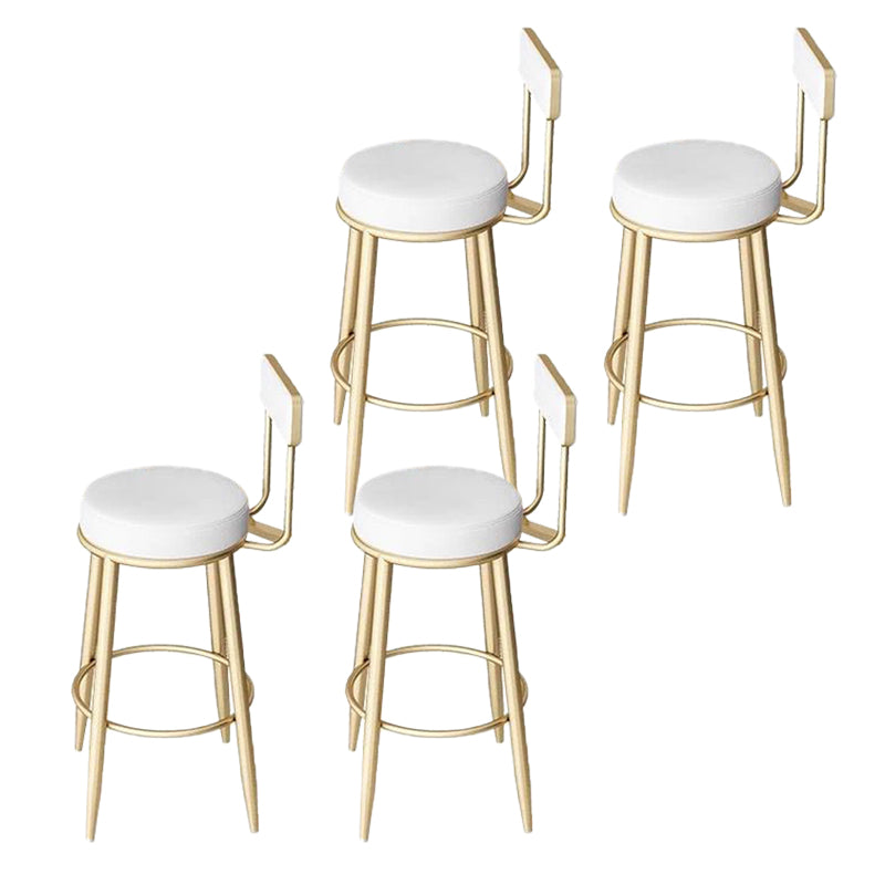 Metal Low Back Dining Stools Glam Armless Bar Stools with Cushion