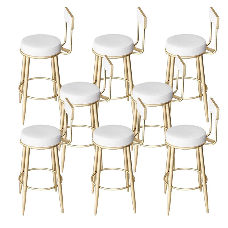 Metal Low Back Dining Stools Glam Armless Bar Stools with Cushion