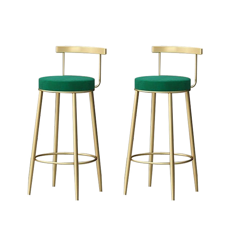 Glam Low Back Dining Stool Metal Armless Bar Stool with Cushion