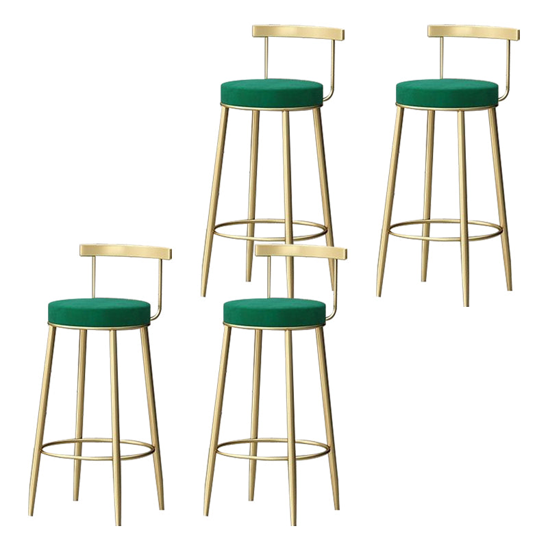 Glam Low Back Dining Stool Metal Armless Bar Stool with Cushion