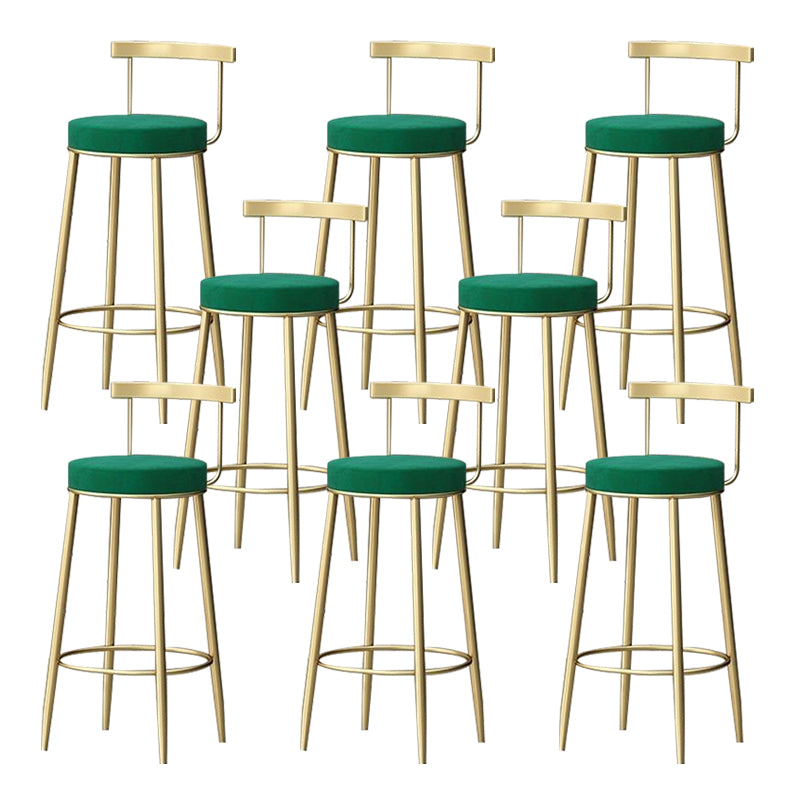 Glam Low Back Dining Stool Metal Armless Bar Stool with Cushion