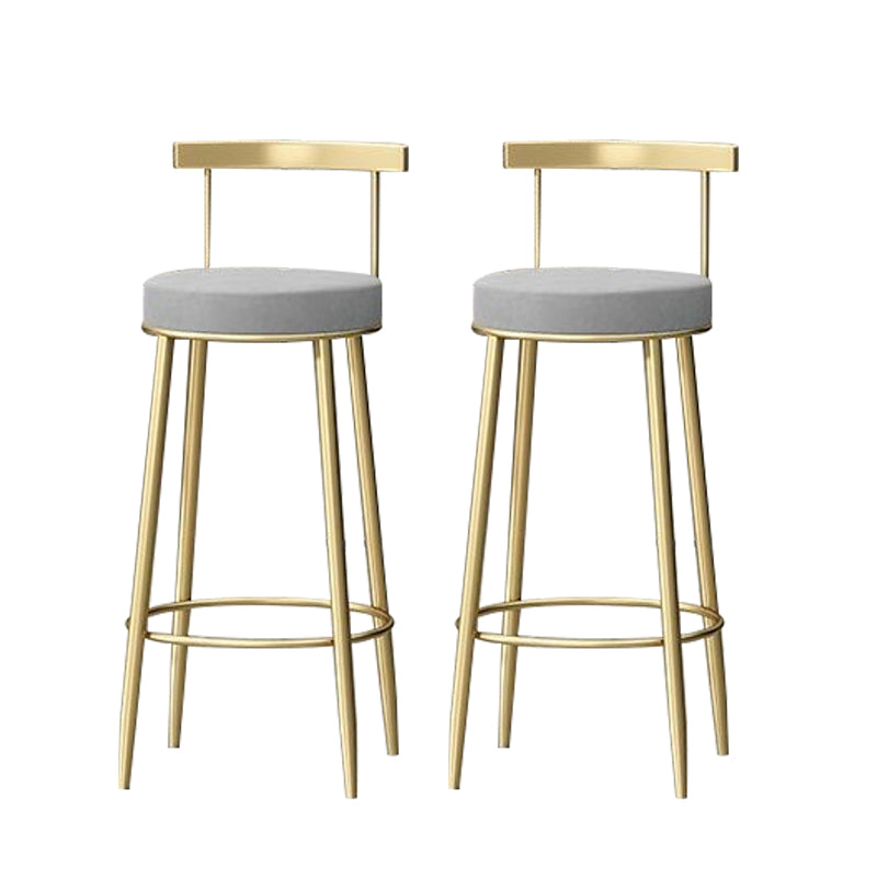 Glam Low Back Dining Stool Metal Armless Bar Stool with Cushion
