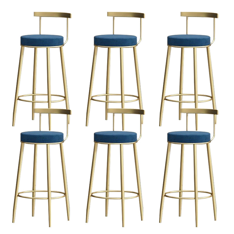 Glam Low Back Dining Stool Metal Armless Bar Stool with Cushion