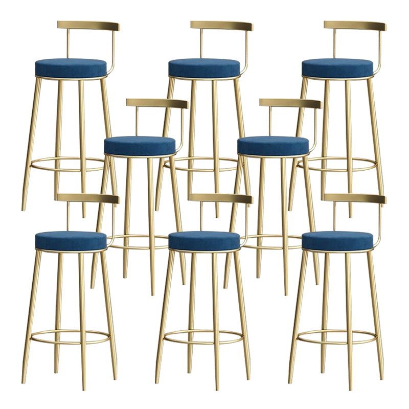 Glam Low Back Dining Stool Metal Armless Bar Stool with Cushion