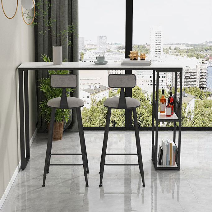 Contemporary Armless Dining Stools Metal Bar Stools with Cushion