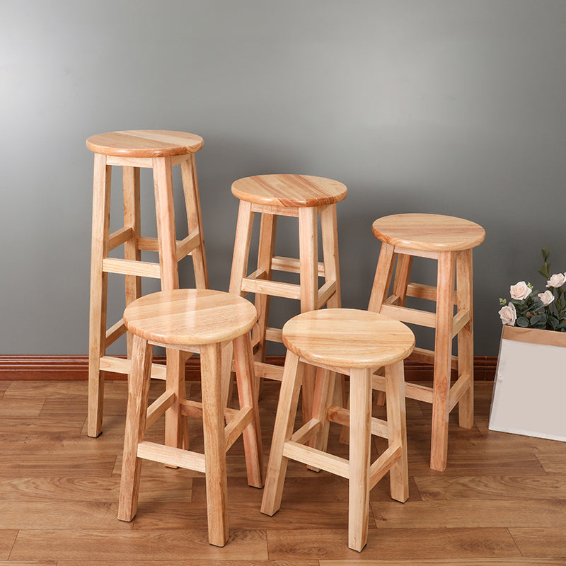 Solid Wood Bar Stool Backless Armless Counter Stool for Dining Room