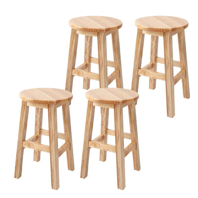 Solid Wood Bar Stool Backless Armless Counter Stool for Dining Room