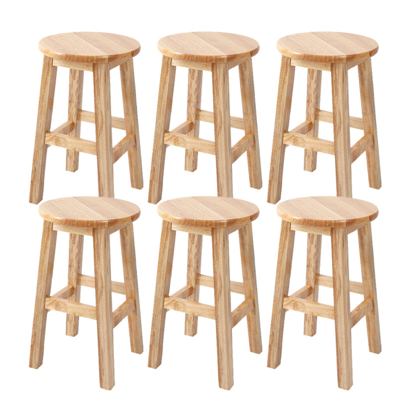 Solid Wood Bar Stool Backless Armless Counter Stool for Dining Room