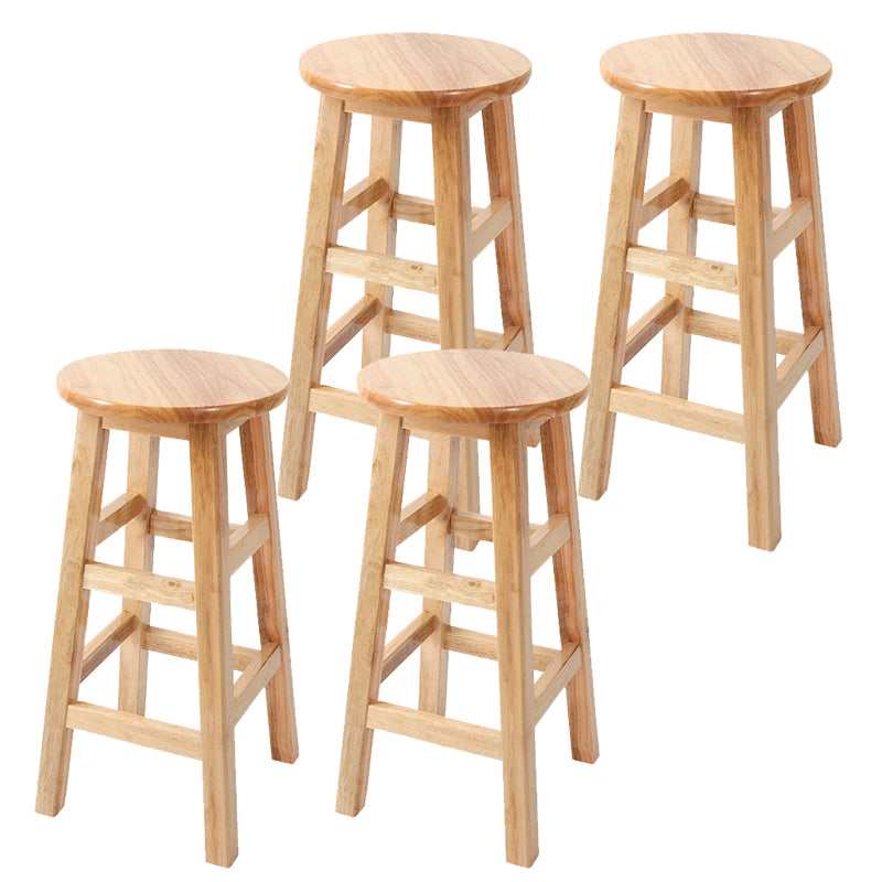 Solid Wood Bar Stool Backless Armless Counter Stool for Dining Room
