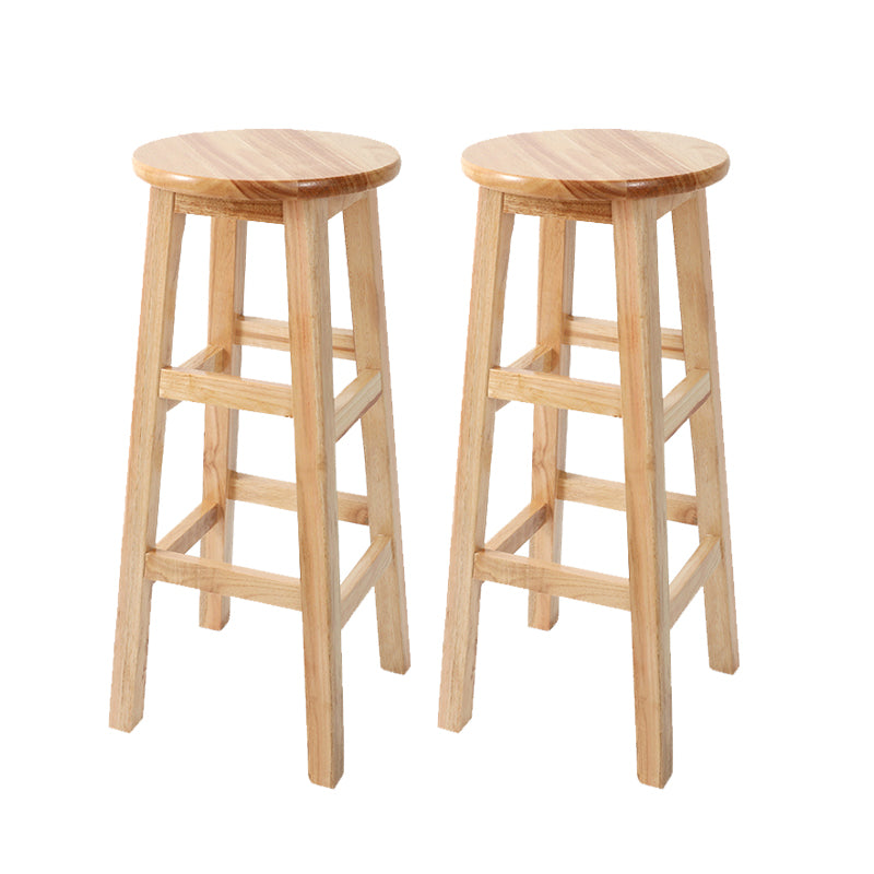 Solid Wood Bar Stool Backless Armless Counter Stool for Dining Room