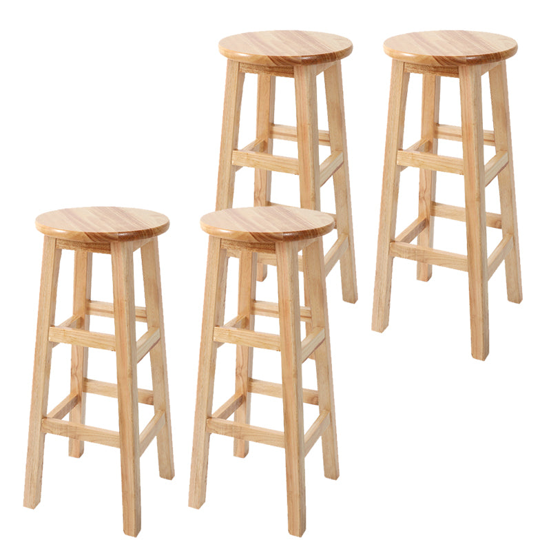 Solid Wood Bar Stool Backless Armless Counter Stool for Dining Room