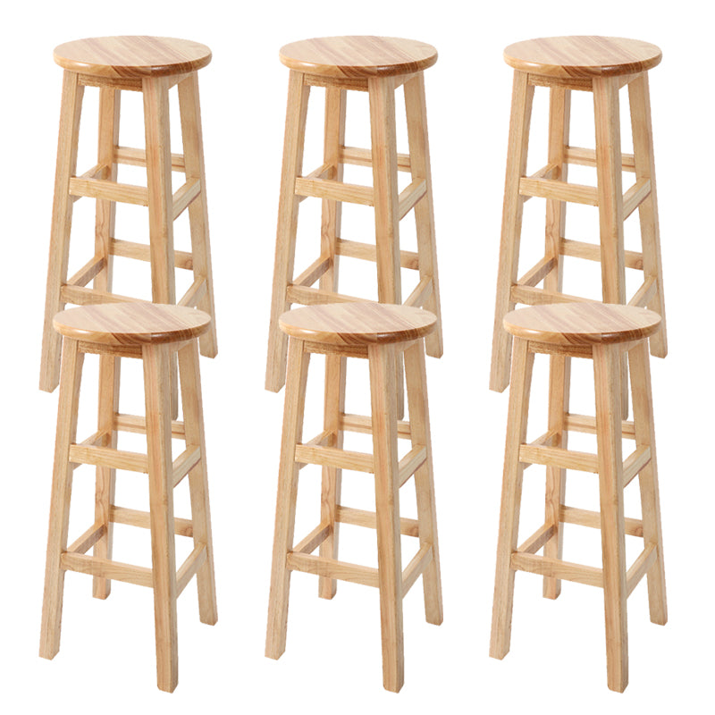 Solid Wood Bar Stool Backless Armless Counter Stool for Dining Room