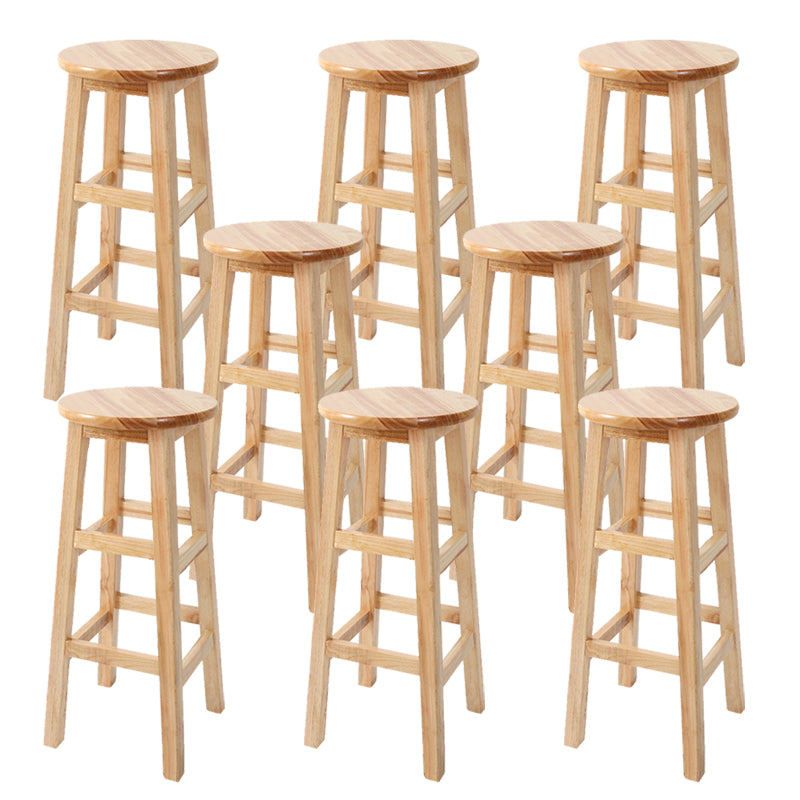 Solid Wood Bar Stool Backless Armless Counter Stool for Dining Room
