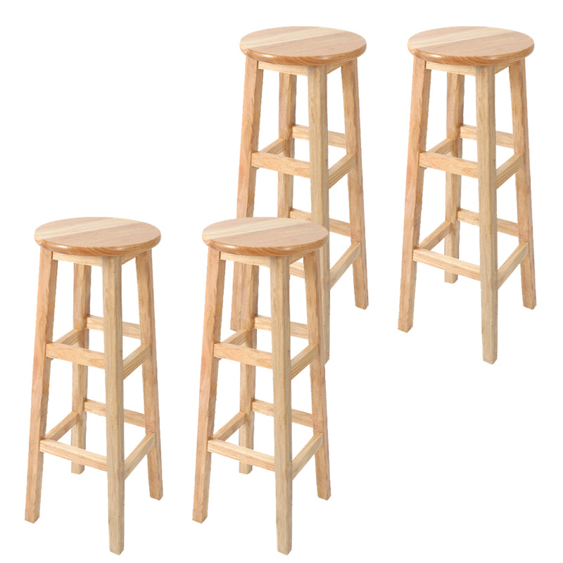 Solid Wood Bar Stool Backless Armless Counter Stool for Dining Room