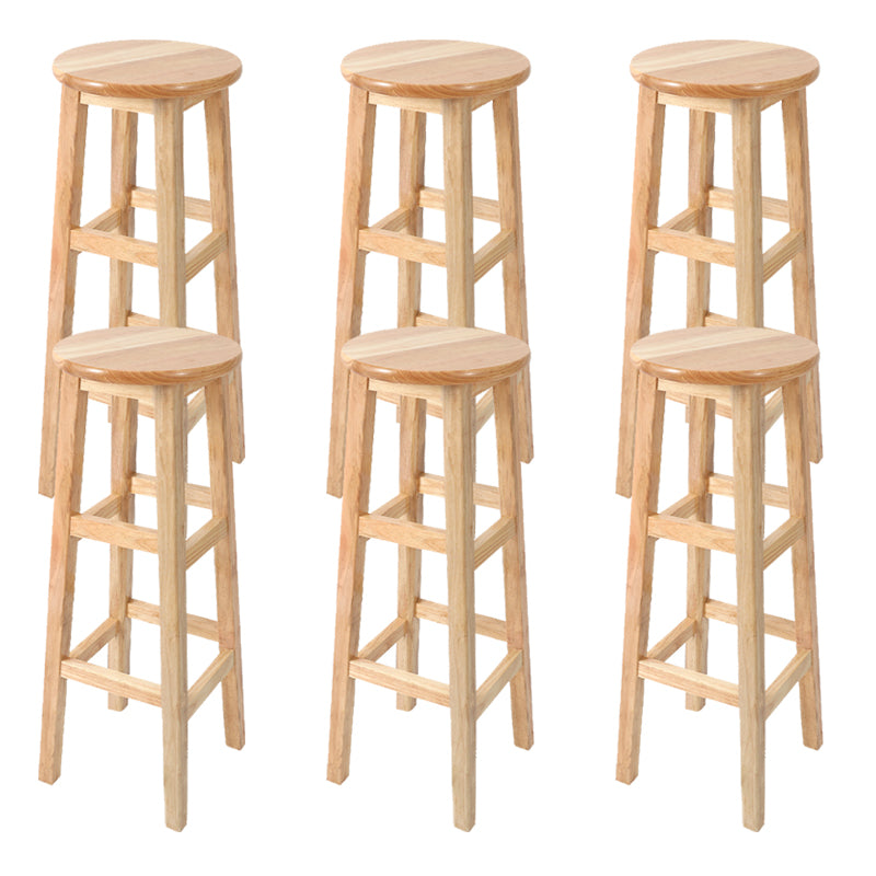 Solid Wood Bar Stool Backless Armless Counter Stool for Dining Room