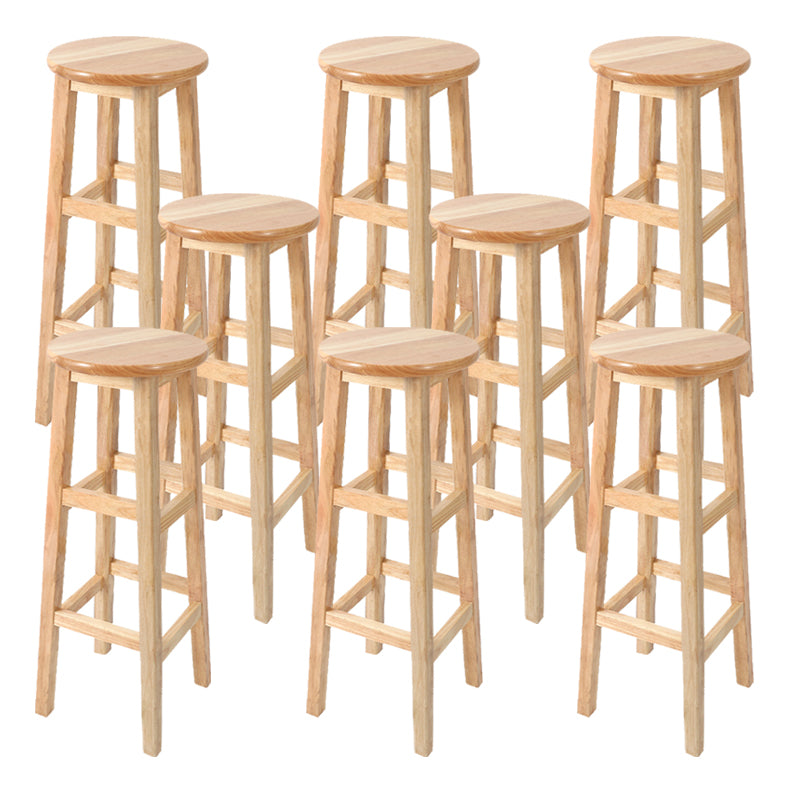 Solid Wood Bar Stool Backless Armless Counter Stool for Dining Room