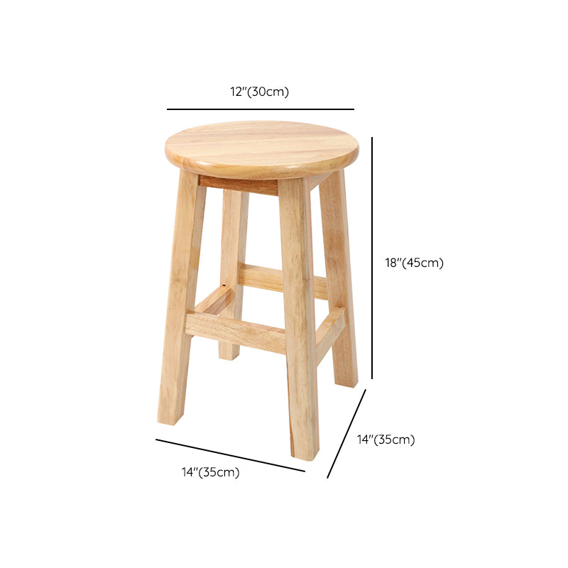 Solid Wood Bar Stool Backless Armless Counter Stool for Dining Room