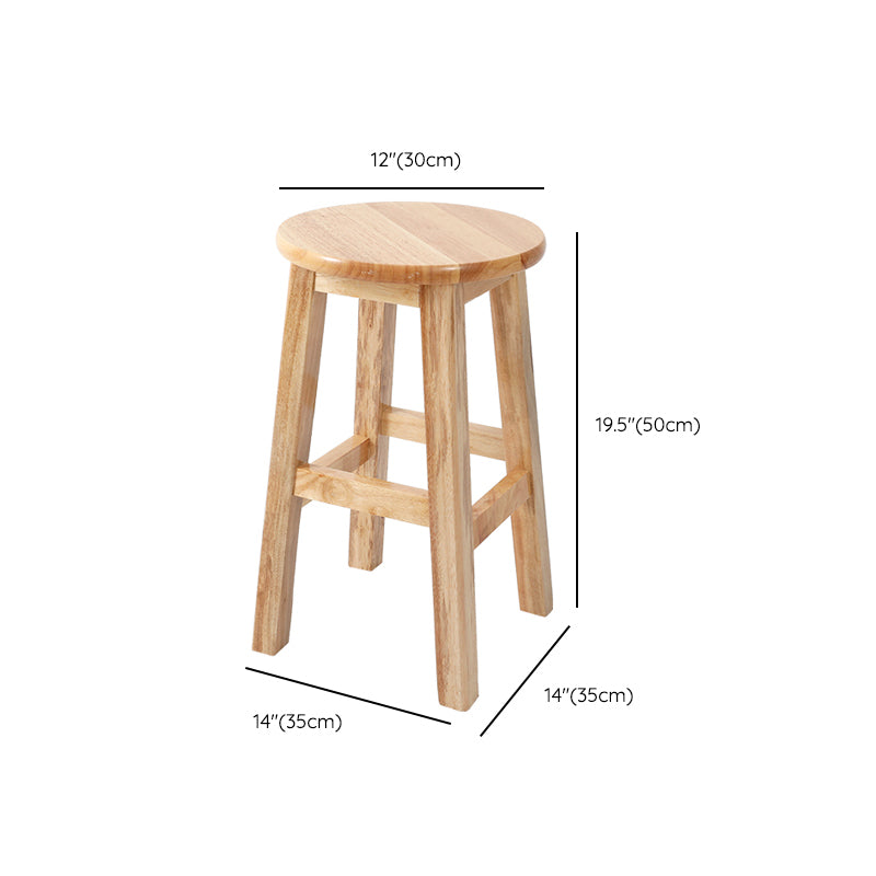Solid Wood Bar Stool Backless Armless Counter Stool for Dining Room