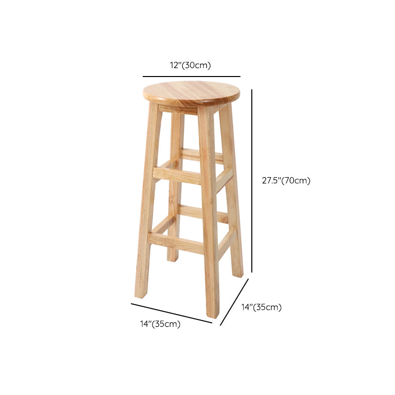 Solid Wood Bar Stool Backless Armless Counter Stool for Dining Room