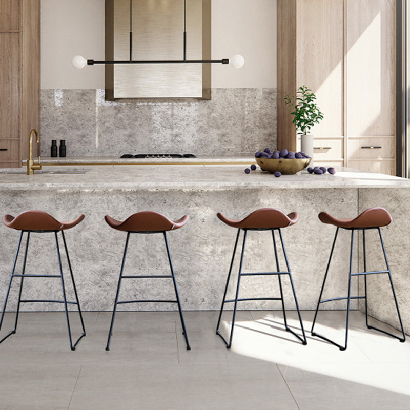 Backless Metal Indoor Counter & Bar Stools Industrial Stools with Black Frame