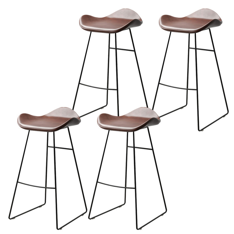 Backless Metal Indoor Counter & Bar Stools Industrial Stools with Black Frame