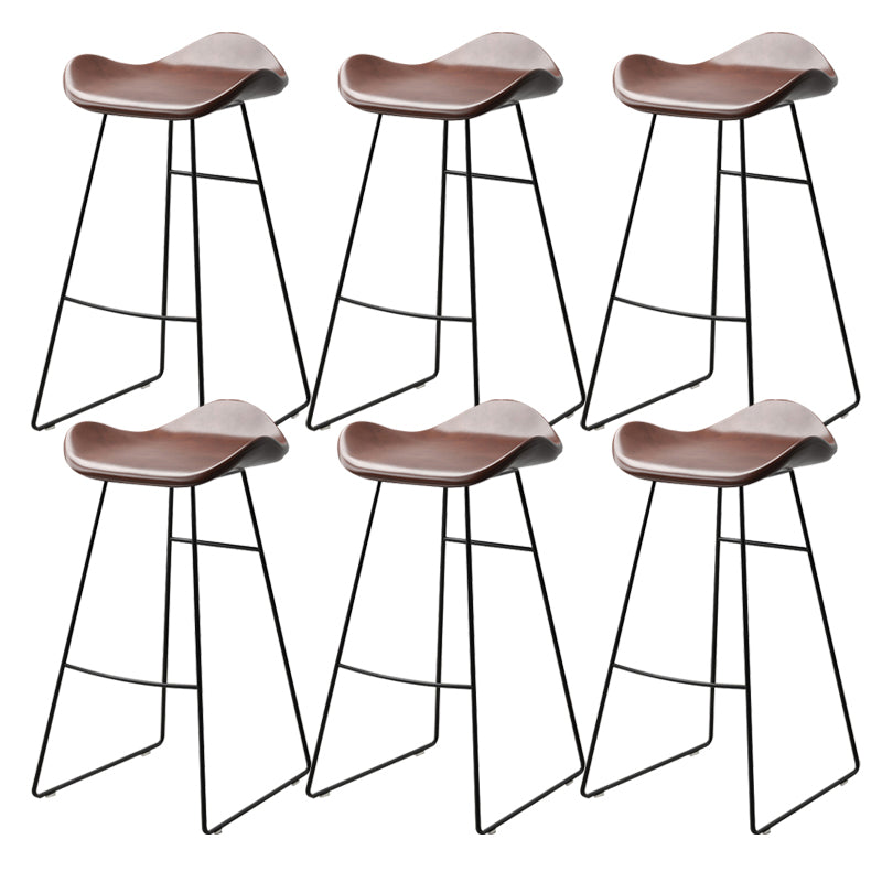 Backless Metal Indoor Counter & Bar Stools Industrial Stools with Black Frame