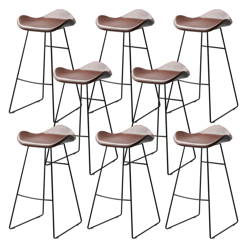 Backless Metal Indoor Counter & Bar Stools Industrial Stools with Black Frame