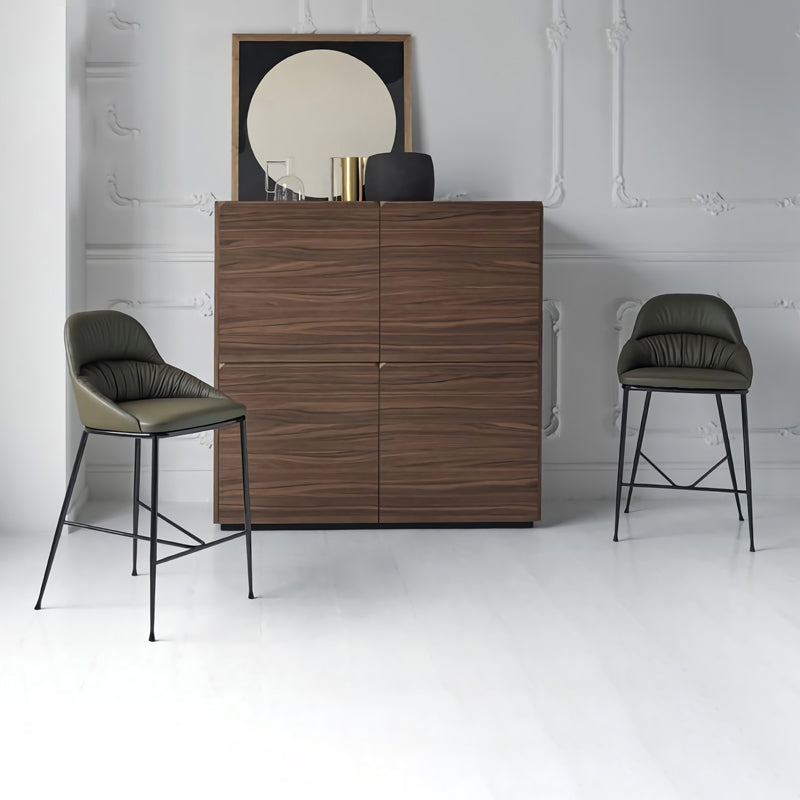 Matte Finish Faux Leather Stools Contemporary Indoor Bar Stools