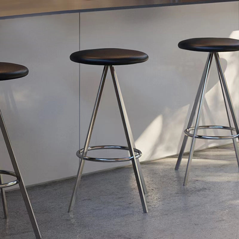 Backless Metal Counter & Bar Stools Modern Indoor Stools with Chrome Frame