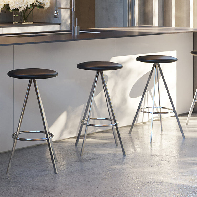 Backless Metal Counter & Bar Stools Modern Indoor Stools with Chrome Frame