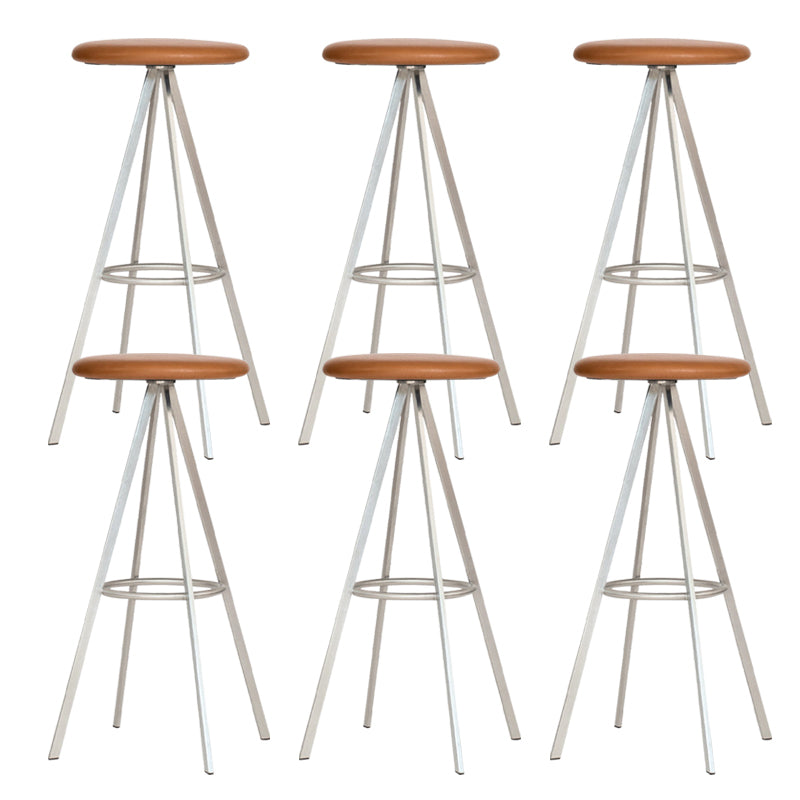 Backless Metal Counter & Bar Stools Modern Indoor Stools with Chrome Frame