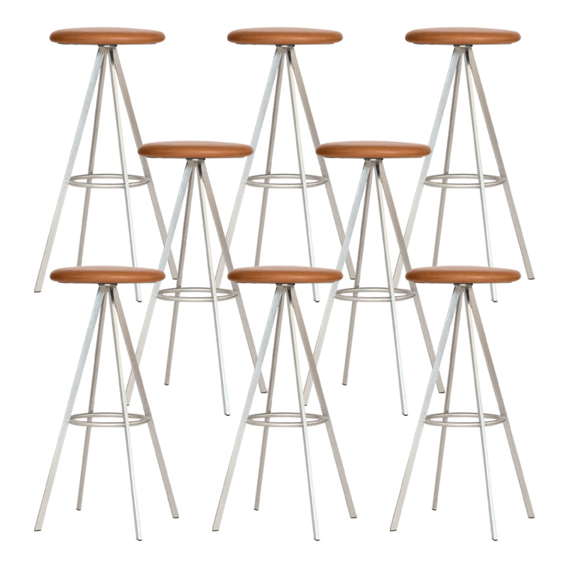 Backless Metal Counter & Bar Stools Modern Indoor Stools with Chrome Frame