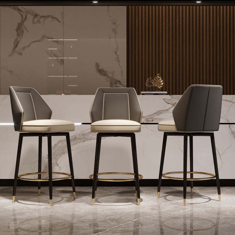 Glam Style Bar Stool Faux Leather Backrest Counter Stool for Bristol